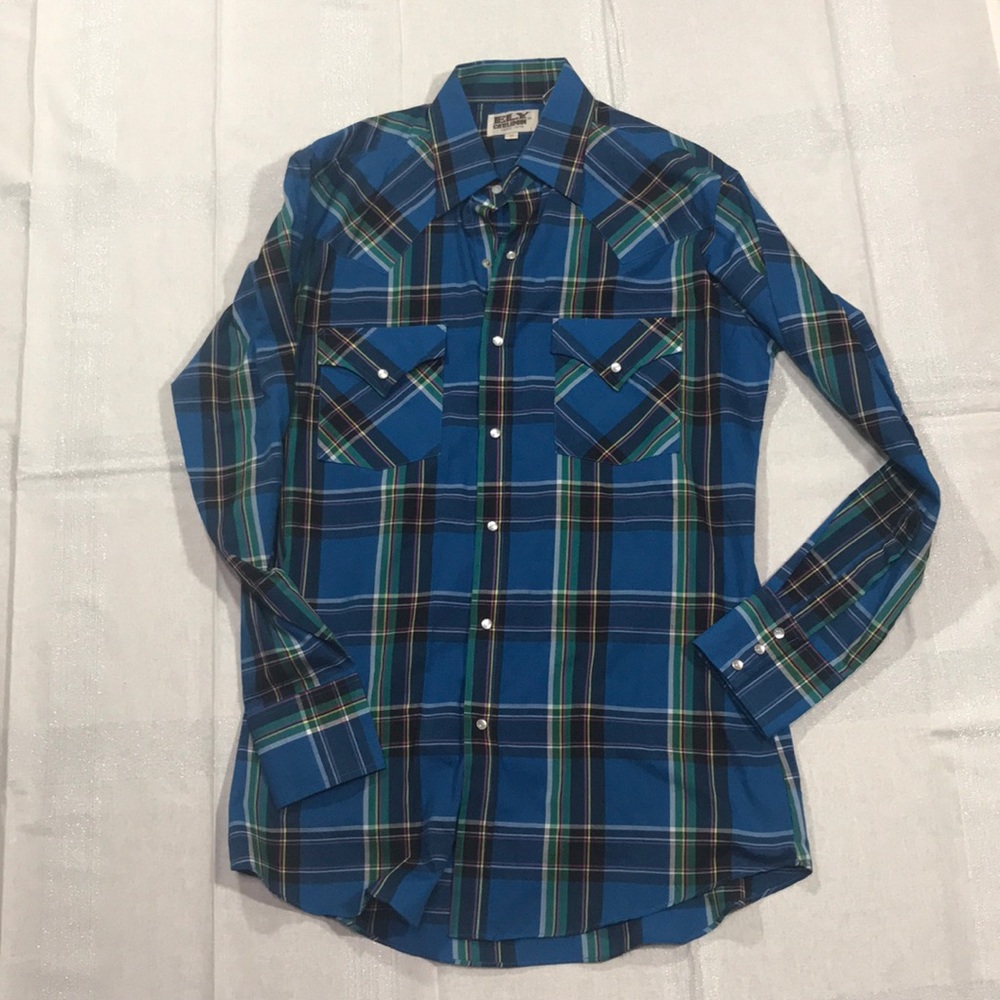 Ely Cattleman Peal Snap Long Sleeve Button Up Blue